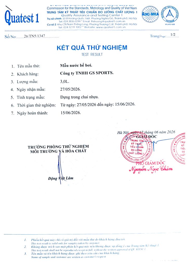 KẾT QUẢ THỬ NGHIỆM MẪU NƯỚC BỂ BƠI THÁNG 6 TẠI SUN FITNESS & POOL 1 bb01